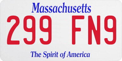 MA license plate 299FN9