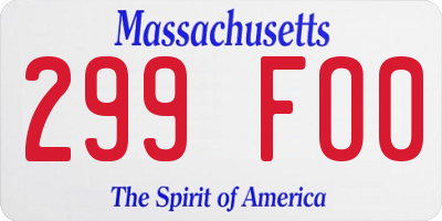 MA license plate 299FO0