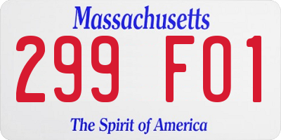 MA license plate 299FO1