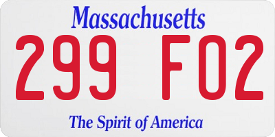 MA license plate 299FO2