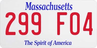 MA license plate 299FO4