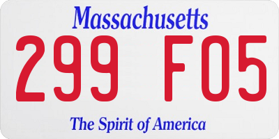 MA license plate 299FO5