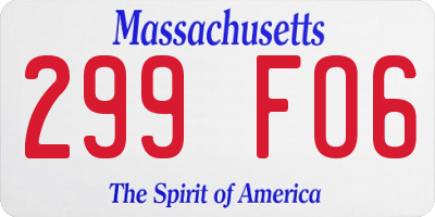 MA license plate 299FO6