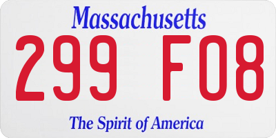 MA license plate 299FO8