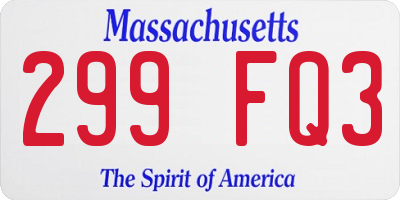 MA license plate 299FQ3