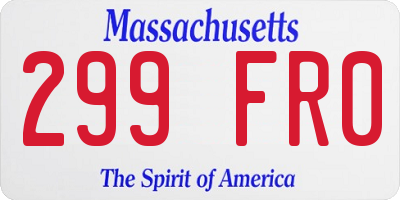 MA license plate 299FR0