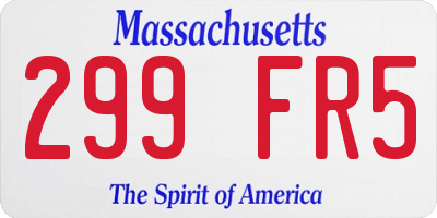 MA license plate 299FR5