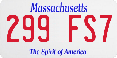 MA license plate 299FS7