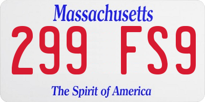 MA license plate 299FS9