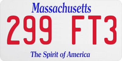MA license plate 299FT3