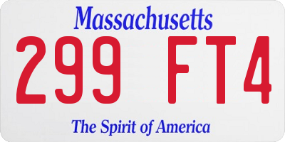 MA license plate 299FT4