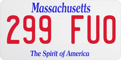 MA license plate 299FU0