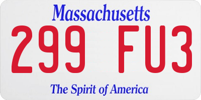 MA license plate 299FU3