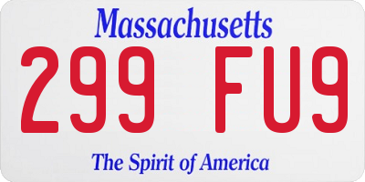 MA license plate 299FU9