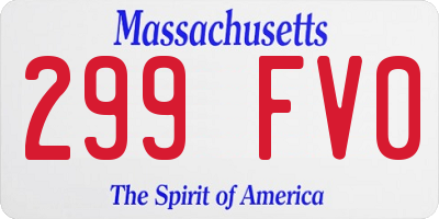 MA license plate 299FV0