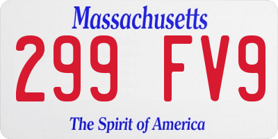 MA license plate 299FV9