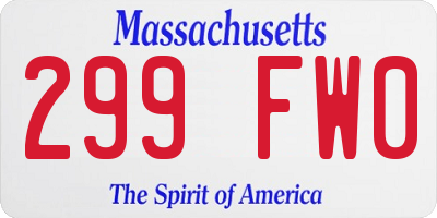 MA license plate 299FW0