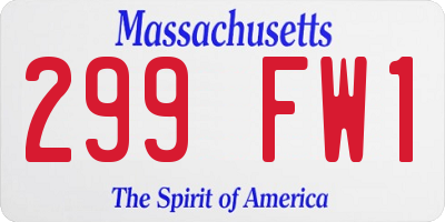 MA license plate 299FW1