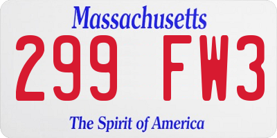 MA license plate 299FW3