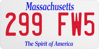 MA license plate 299FW5