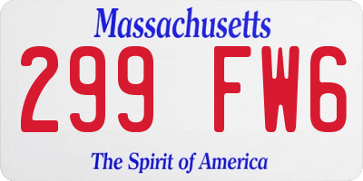 MA license plate 299FW6