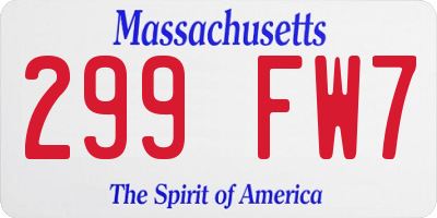 MA license plate 299FW7