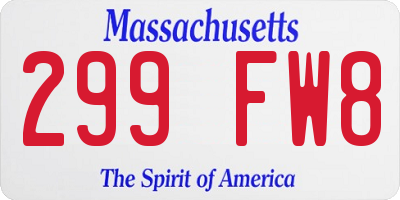 MA license plate 299FW8