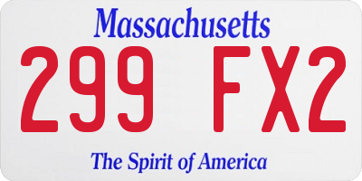 MA license plate 299FX2