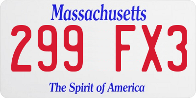 MA license plate 299FX3