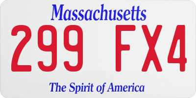 MA license plate 299FX4