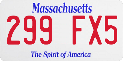 MA license plate 299FX5