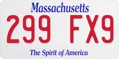 MA license plate 299FX9