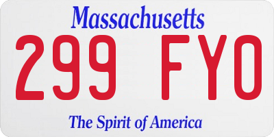 MA license plate 299FY0
