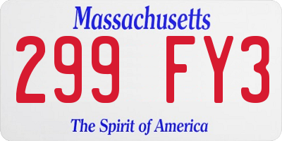 MA license plate 299FY3