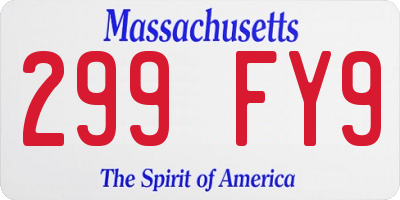 MA license plate 299FY9