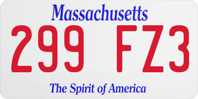 MA license plate 299FZ3