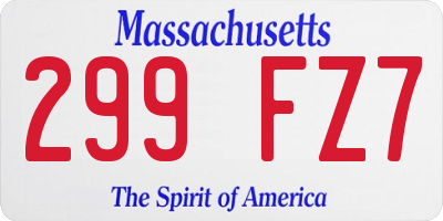 MA license plate 299FZ7