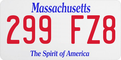 MA license plate 299FZ8