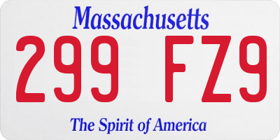 MA license plate 299FZ9
