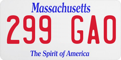 MA license plate 299GA0