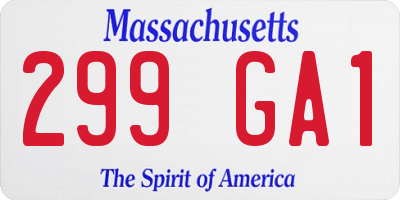 MA license plate 299GA1