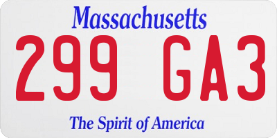 MA license plate 299GA3