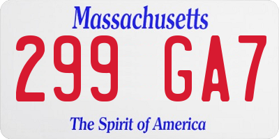 MA license plate 299GA7