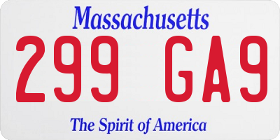 MA license plate 299GA9