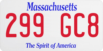 MA license plate 299GC8
