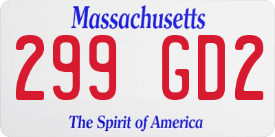 MA license plate 299GD2