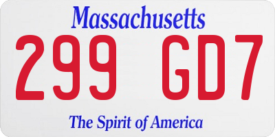 MA license plate 299GD7