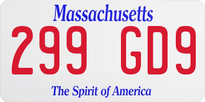 MA license plate 299GD9