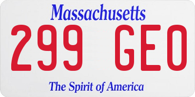 MA license plate 299GE0