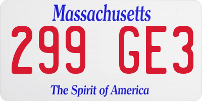 MA license plate 299GE3